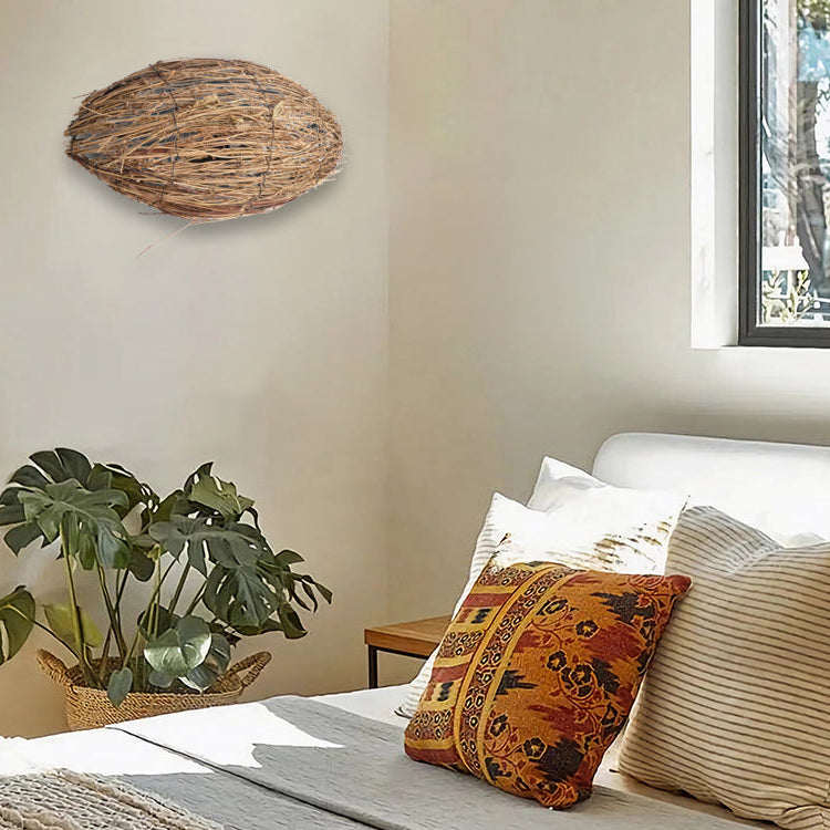Retro Rattan Wall Light Wabi-sabi Bedroom Wall Sconce Lighting