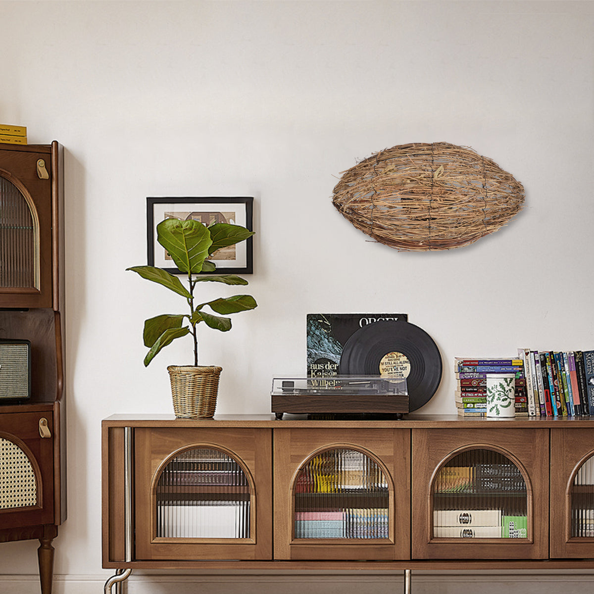 Retro Rattan Wall Light Wabi-sabi Bedroom Wall Sconce Lighting