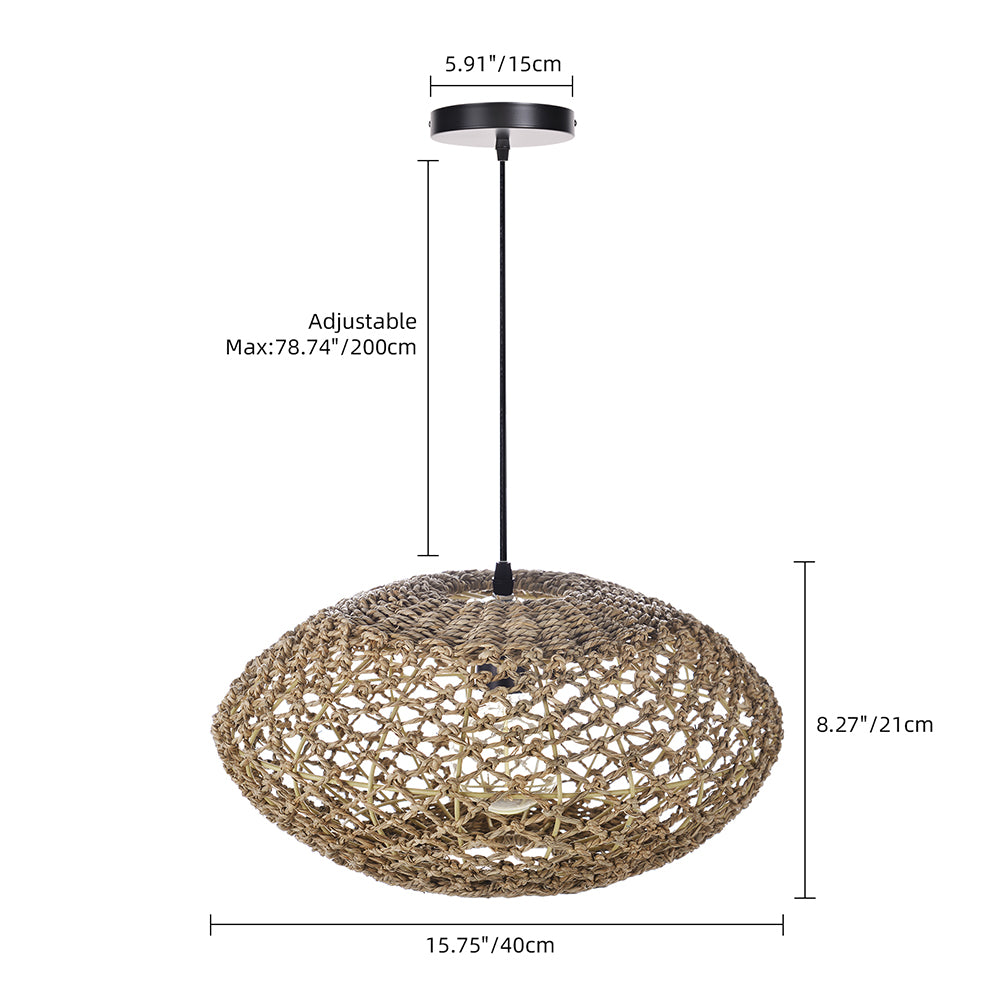 Rustic Seagrass Hanging Lamp Farmhouse Living Room Pendant