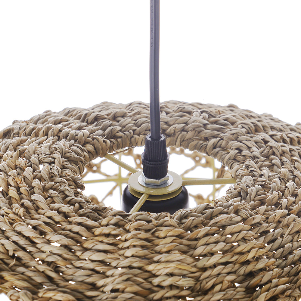 Rustic Seagrass Hanging Lamp Farmhouse Living Room Pendant