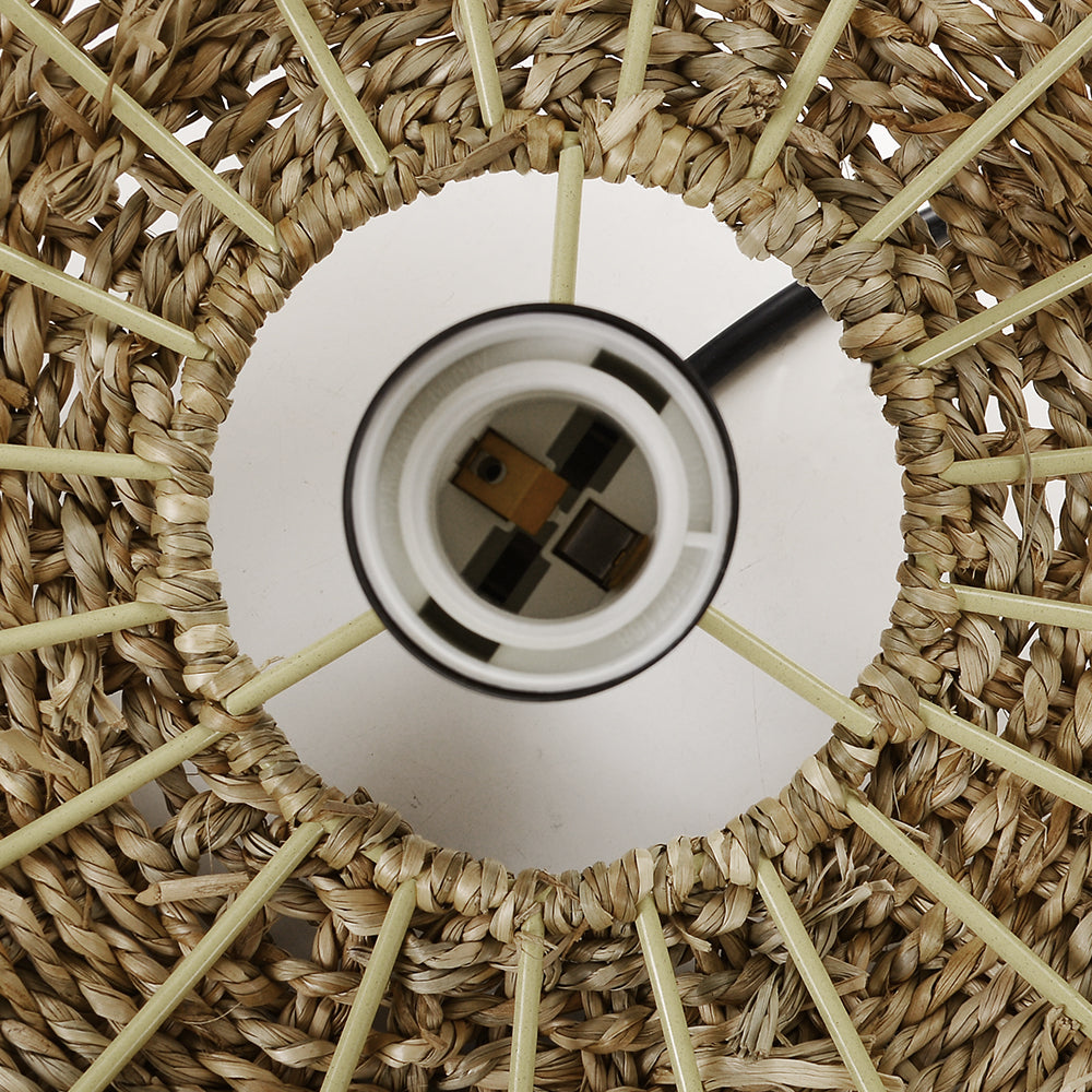 Rustic Seagrass Hanging Lamp Farmhouse Living Room Pendant