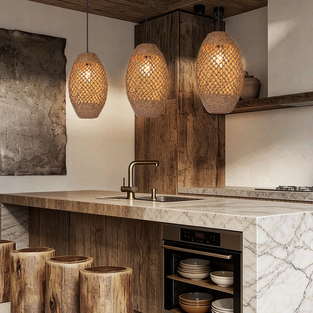 Water Droplet-shaped Restaurant Island Seagrass Chandelier