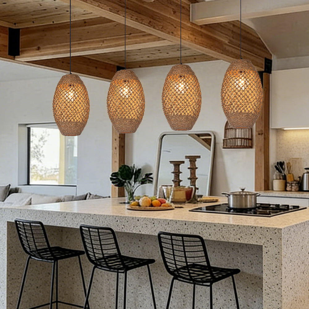 Water Droplet-shaped Restaurant Island Seagrass Chandelier