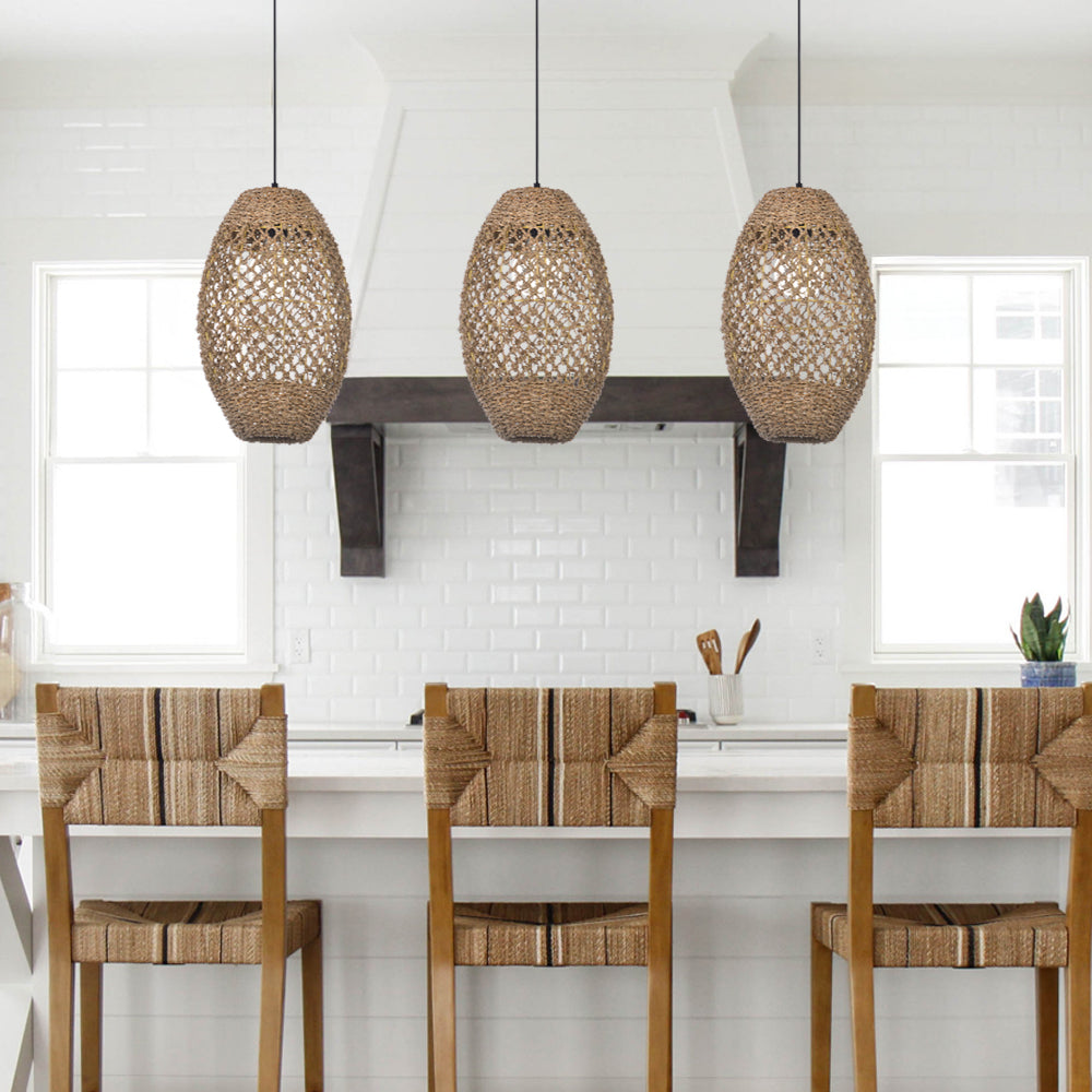 Water Droplet-shaped Restaurant Island Seagrass Chandelier