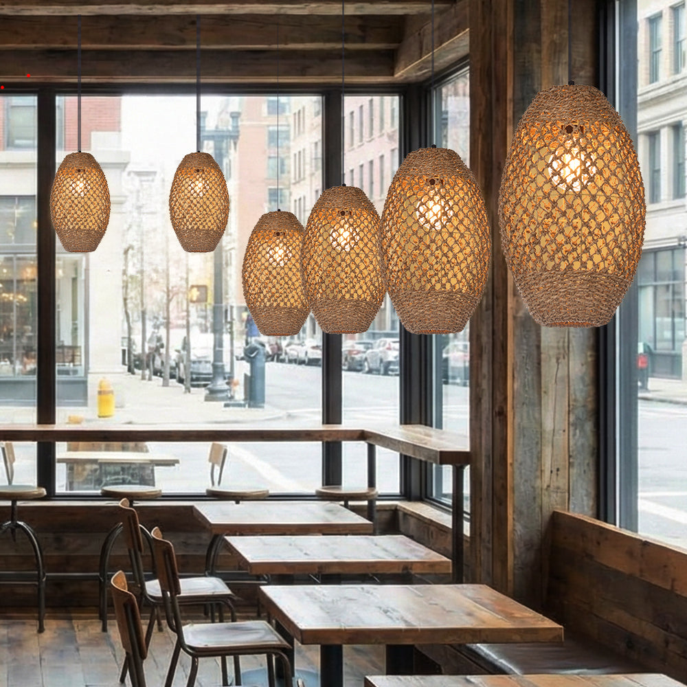 Water Droplet-shaped Restaurant Island Seagrass Chandelier