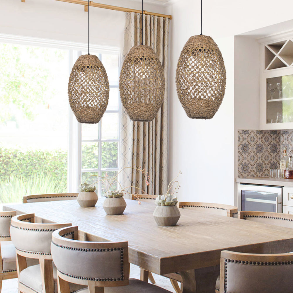 Water Droplet-shaped Restaurant Island Seagrass Chandelier