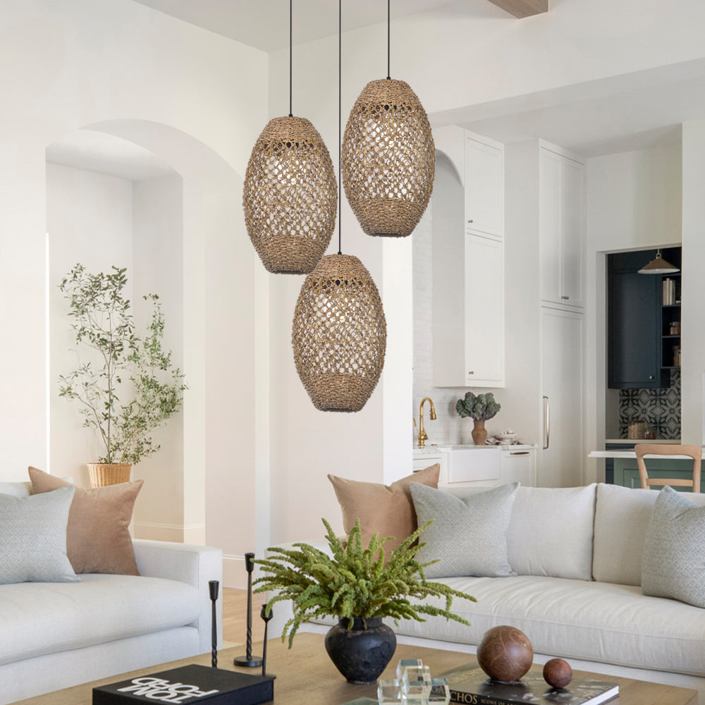 Water Droplet-shaped Restaurant Island Seagrass Chandelier