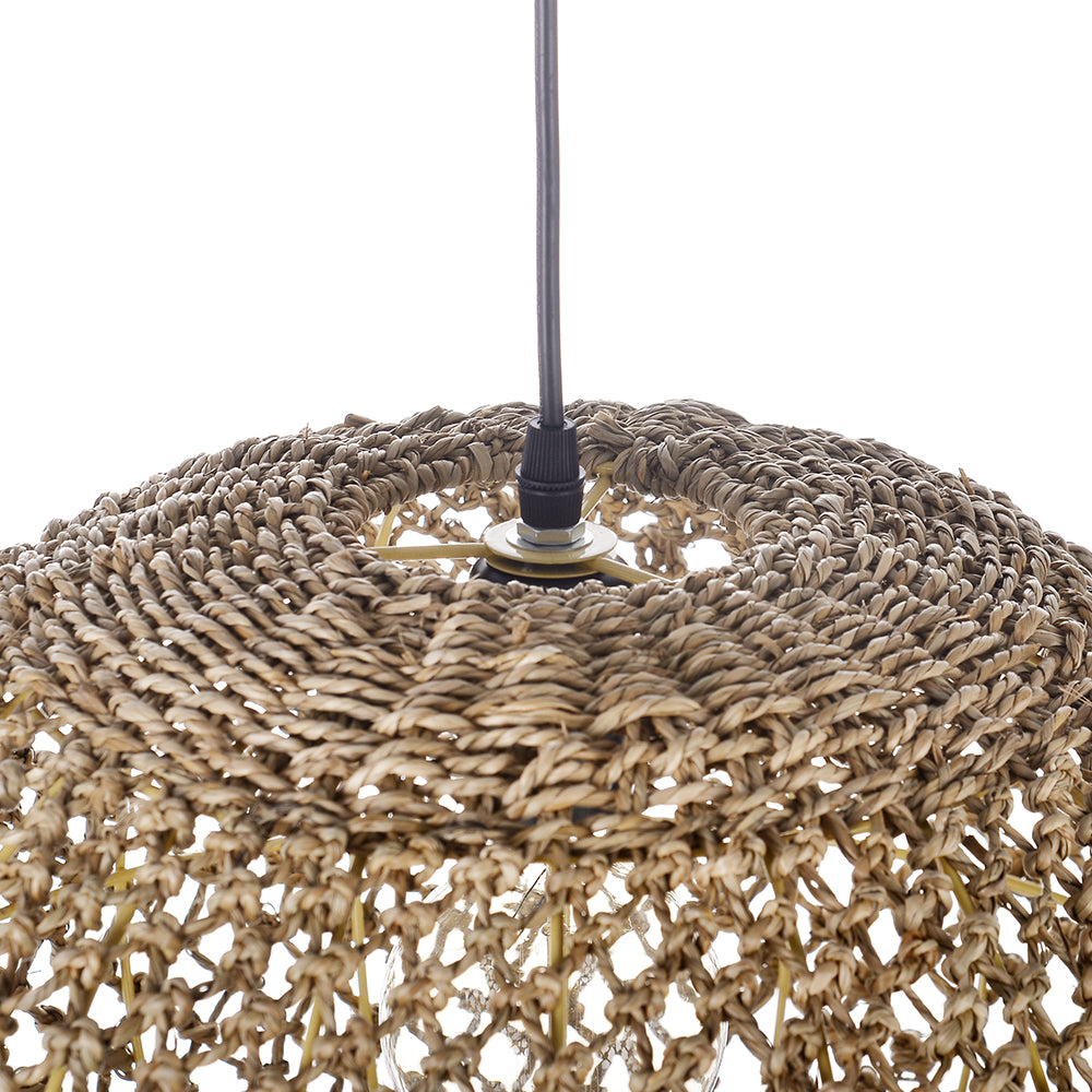 Round Seagrass Pendant Light Shade Natural Woven Ceiling Lamp