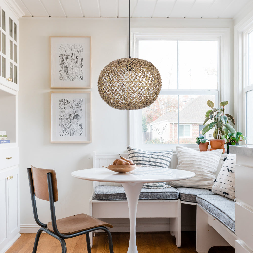 Round Seagrass Pendant Light Shade Natural Woven Ceiling Lamp