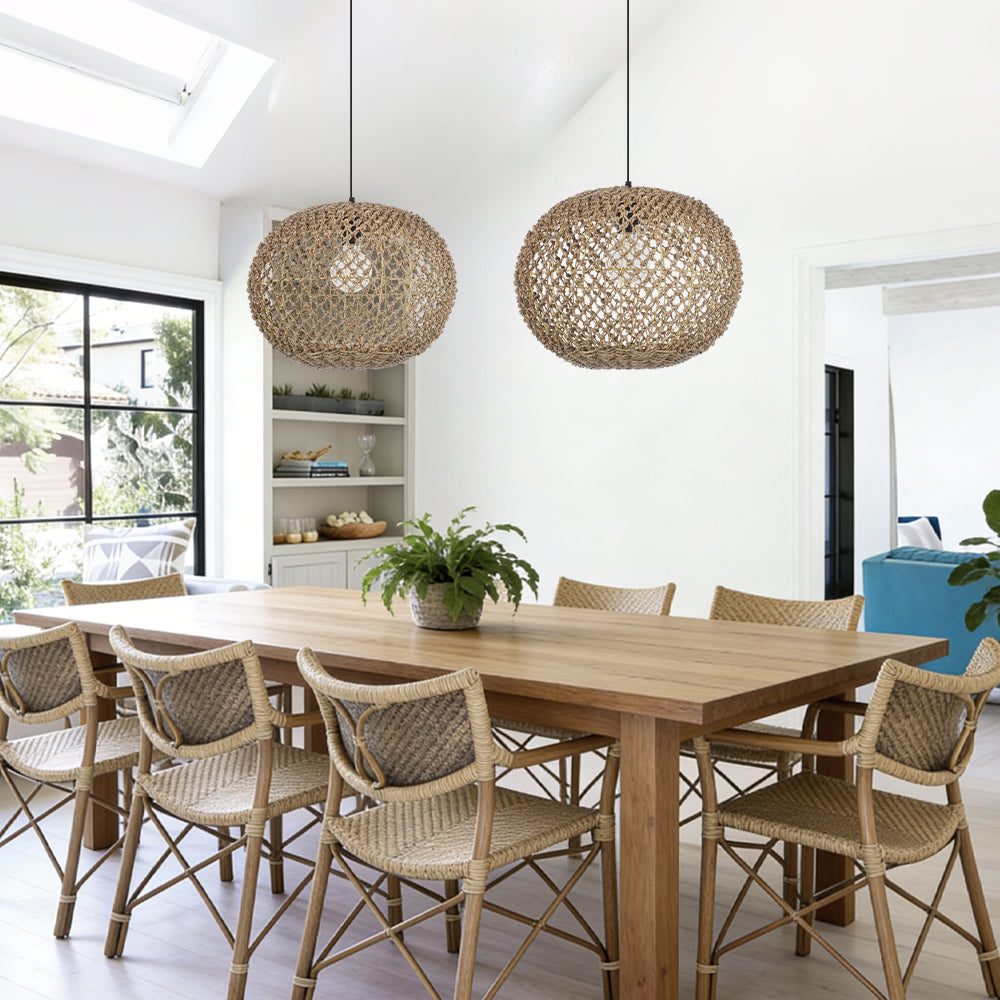 Round Seagrass Pendant Light Shade Natural Woven Ceiling Lamp