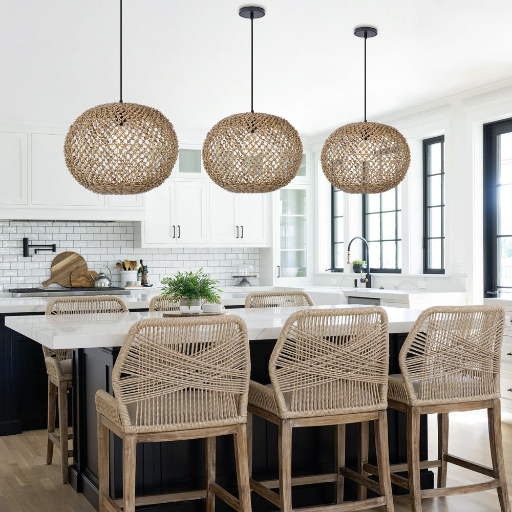 Round Seagrass Pendant Light Shade Natural Woven Ceiling Lamp