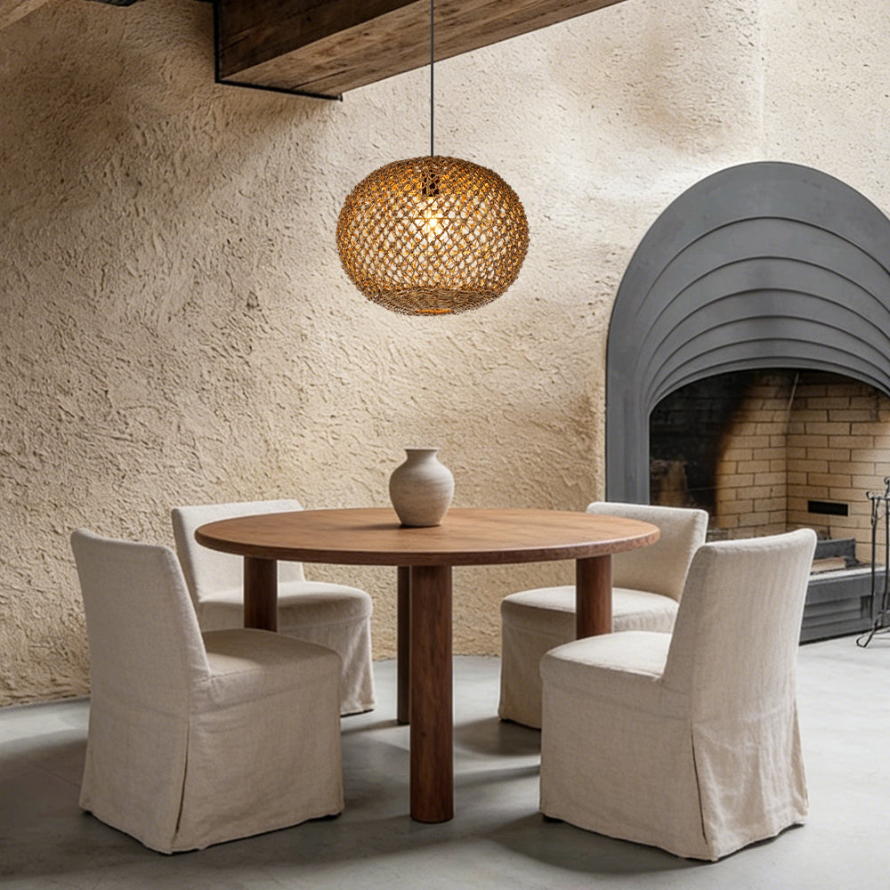 Round Seagrass Pendant Light Shade Natural Woven Ceiling Lamp