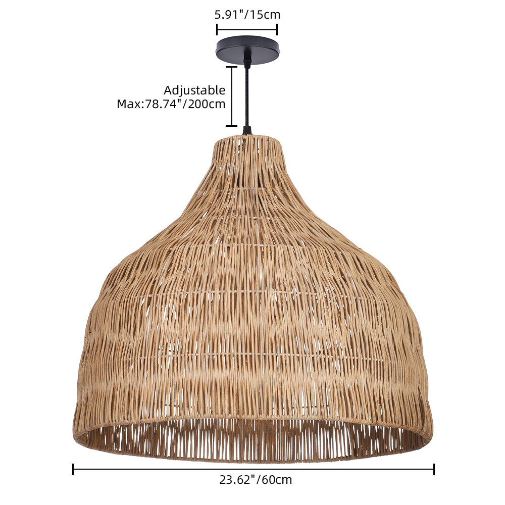 Japanese Rattan Pendant Light Minimalist Zen Dining Room Lamp