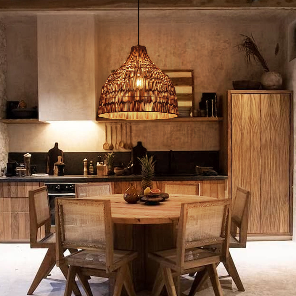 Japanese Rattan Pendant Light Minimalist Zen Dining Room Lamp
