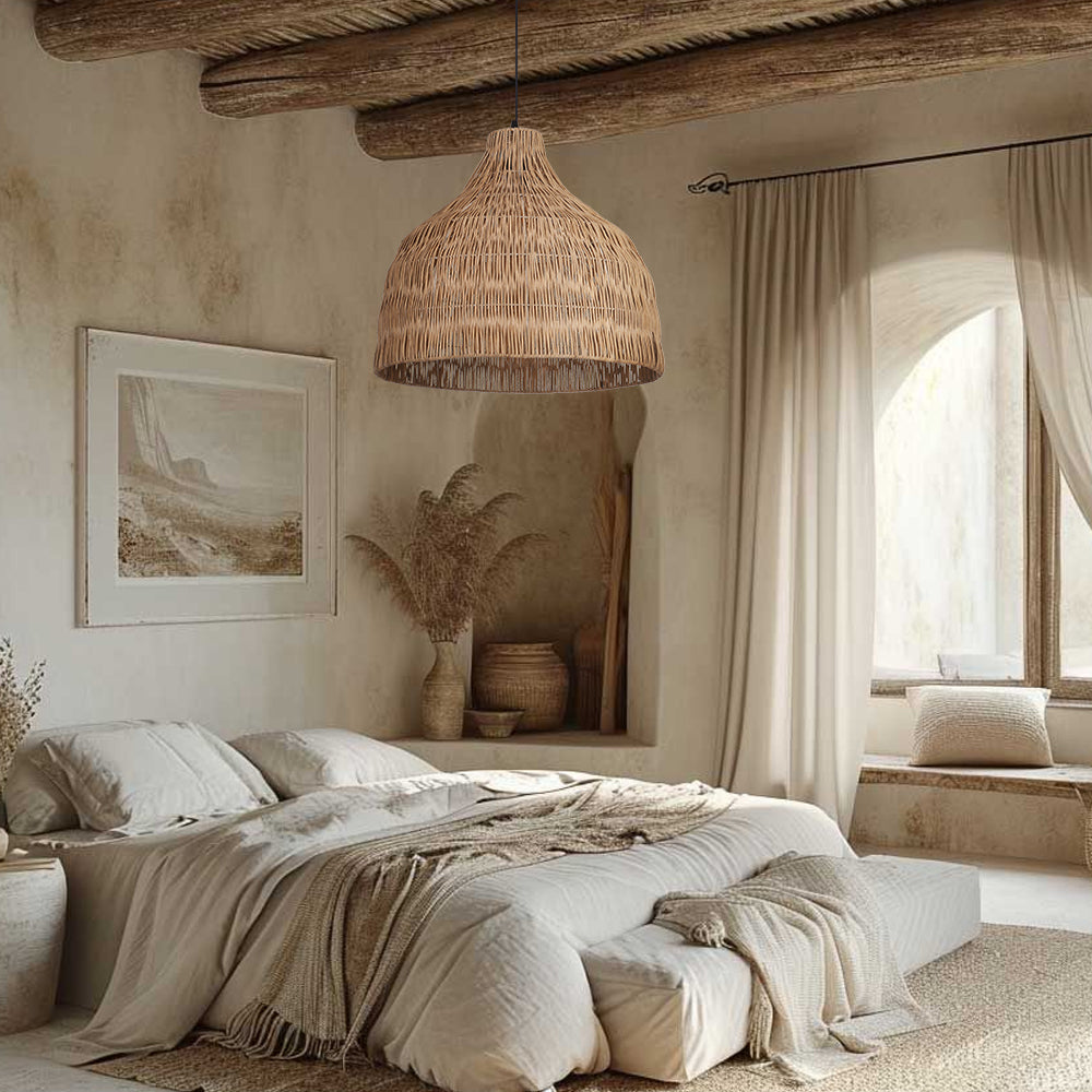 Japanese Rattan Pendant Light Minimalist Zen Dining Room Lamp
