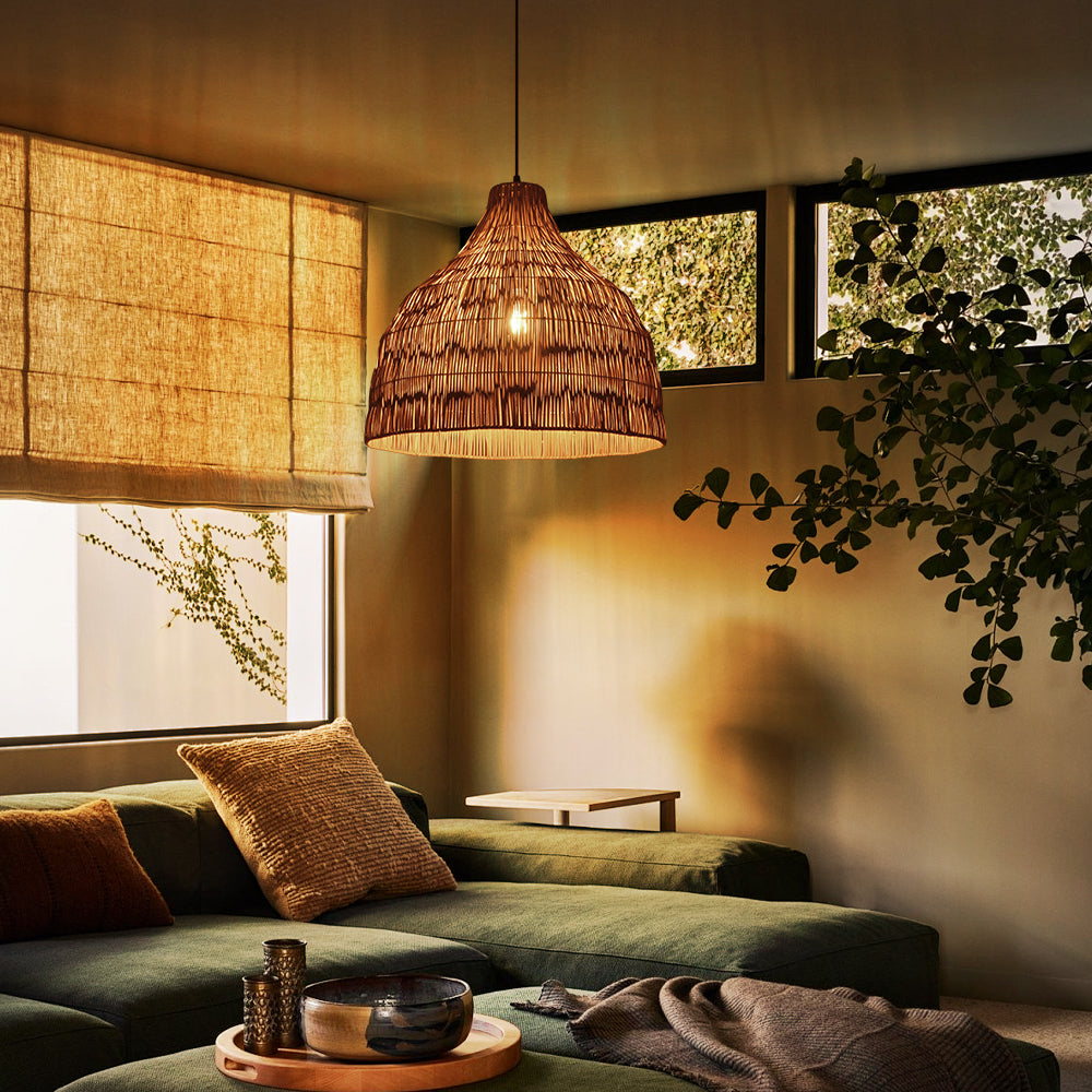 Japanese Rattan Pendant Light Minimalist Zen Dining Room Lamp