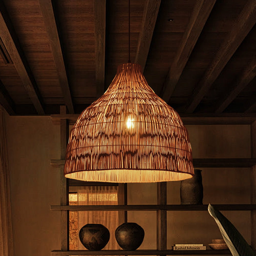 Japanese Rattan Pendant Light Minimalist Zen Dining Room Lamp