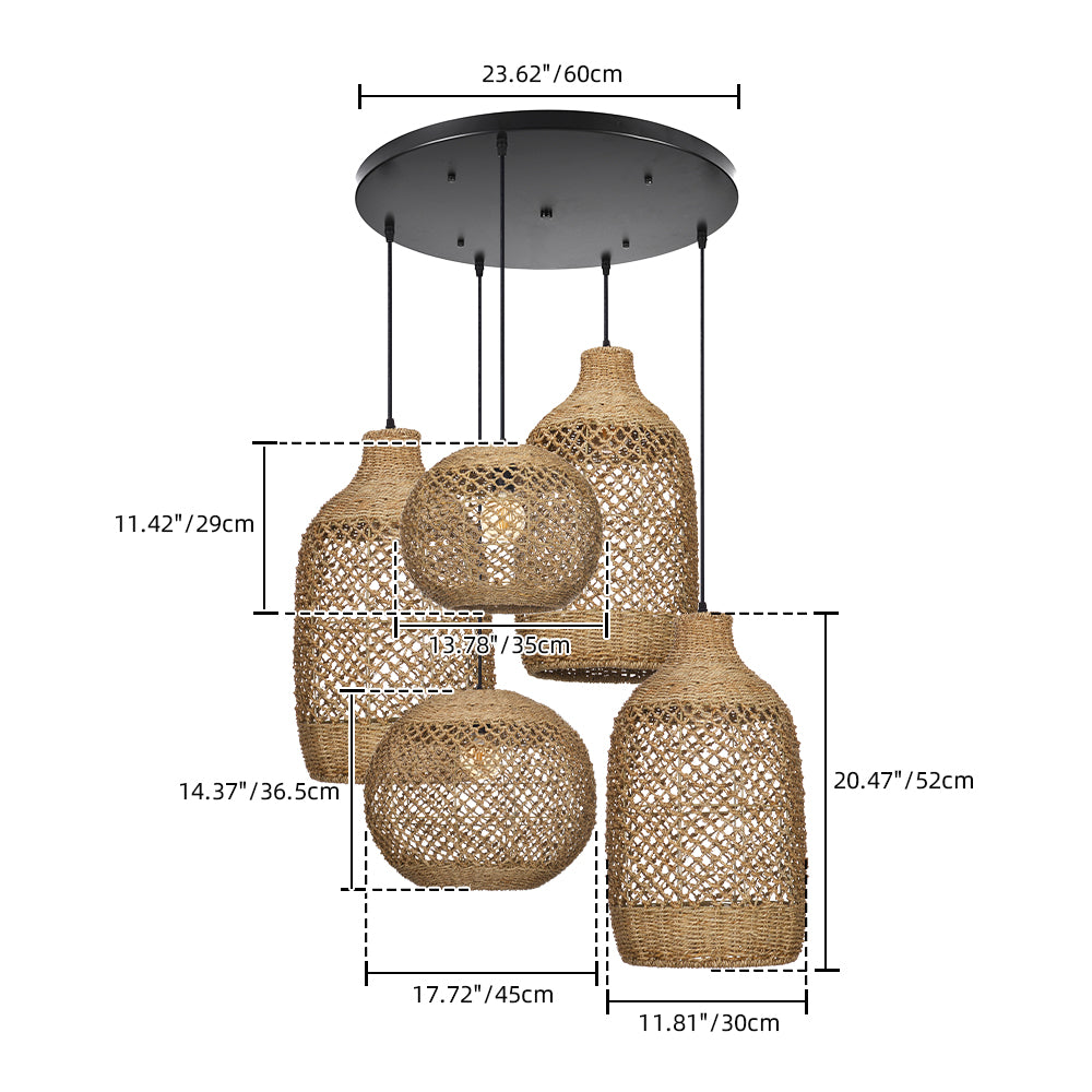 Wabi-Sabi Rattan Chandelier Large Statement Light for Duplex & Stairwell