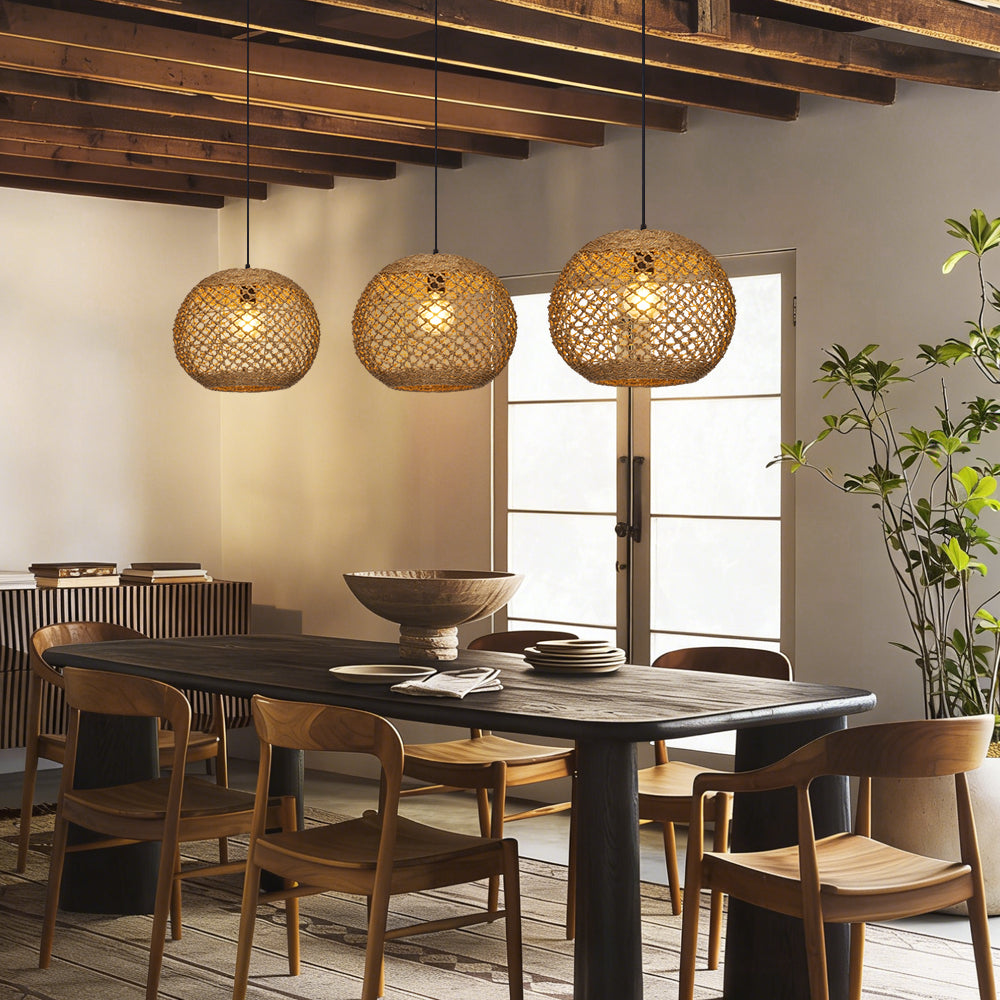 Wabi-Sabi Rattan Chandelier Large Statement Light for Duplex & Stairwell