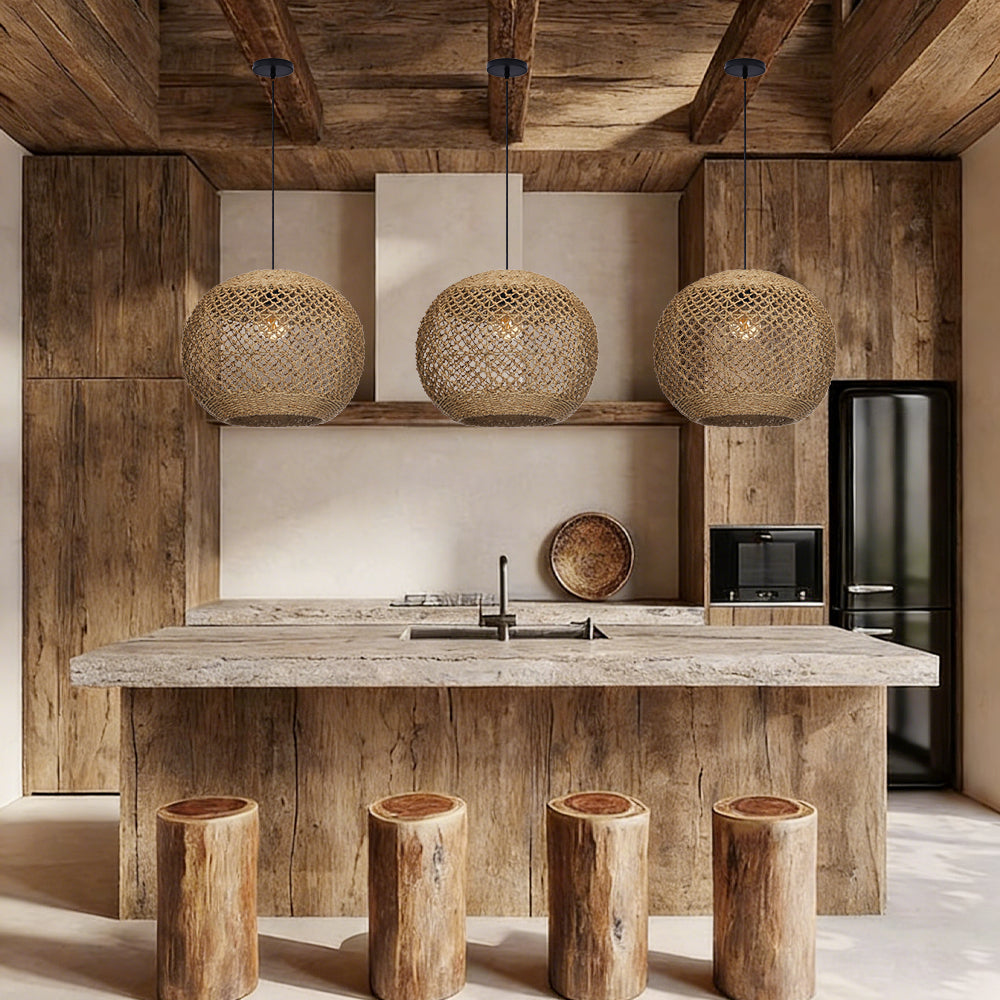 Wabi-Sabi Rattan Chandelier Large Statement Light for Duplex & Stairwell