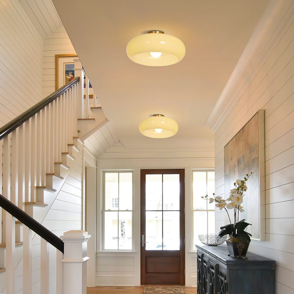 Vintage Hallway Ceiling Light Recessed Glass Lamp