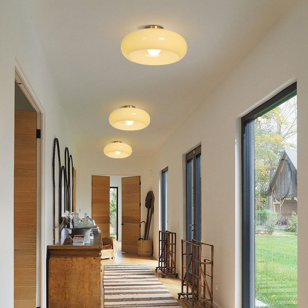 Vintage Hallway Ceiling Light Recessed Glass Lamp