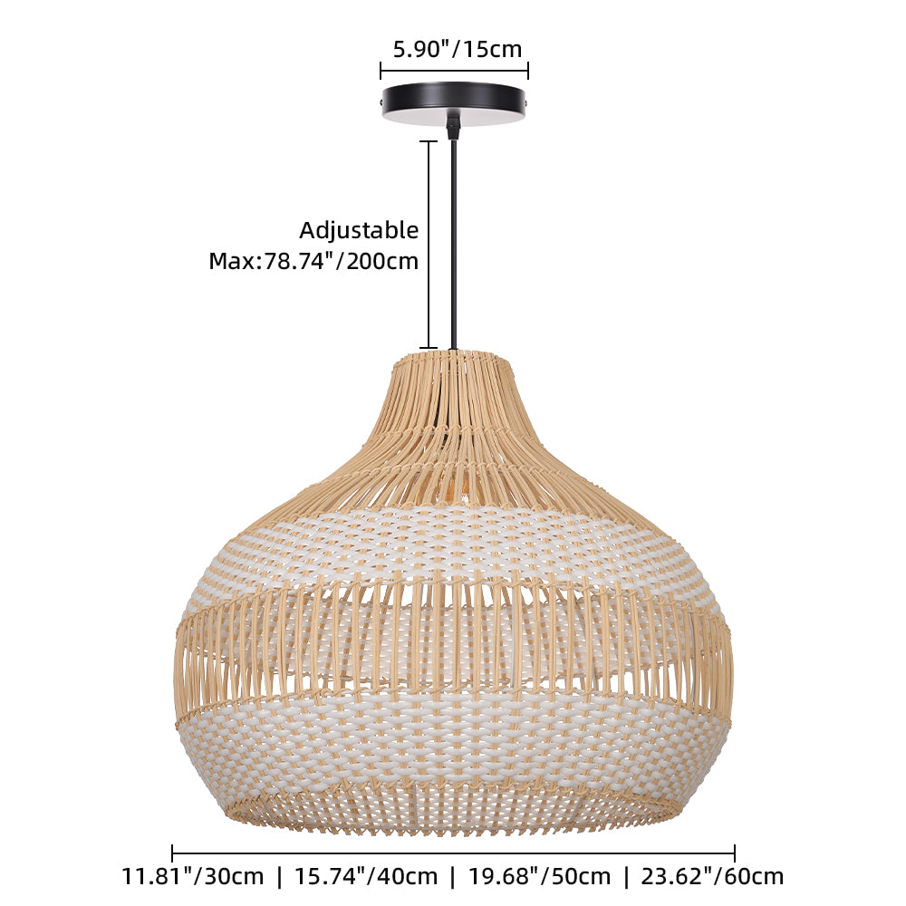 Handwoven Rattan Kitchen Island Pendant Light Tropical Vine Fixture