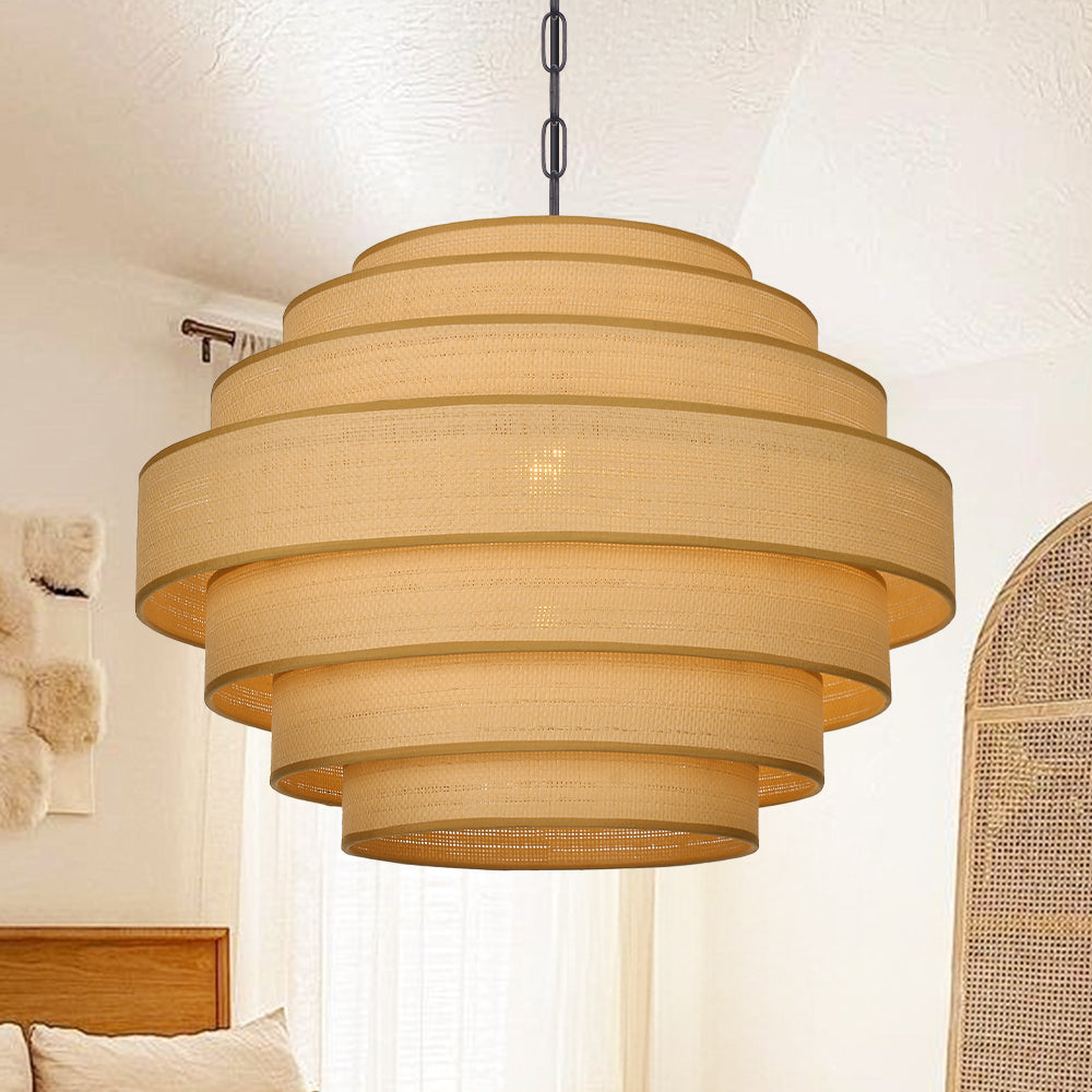 Wabi-Sabi Designer Fabric Pendant Lamp Luxury Lobby Chandelier