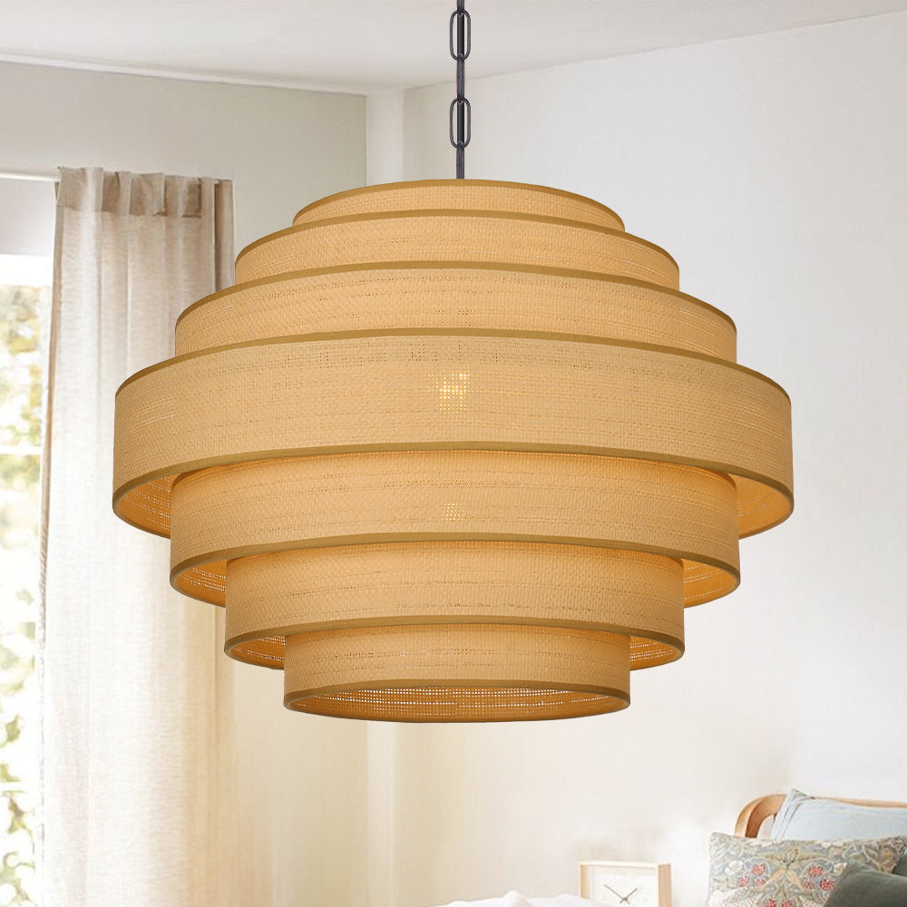 Wabi-Sabi Designer Fabric Pendant Lamp Luxury Lobby Chandelier