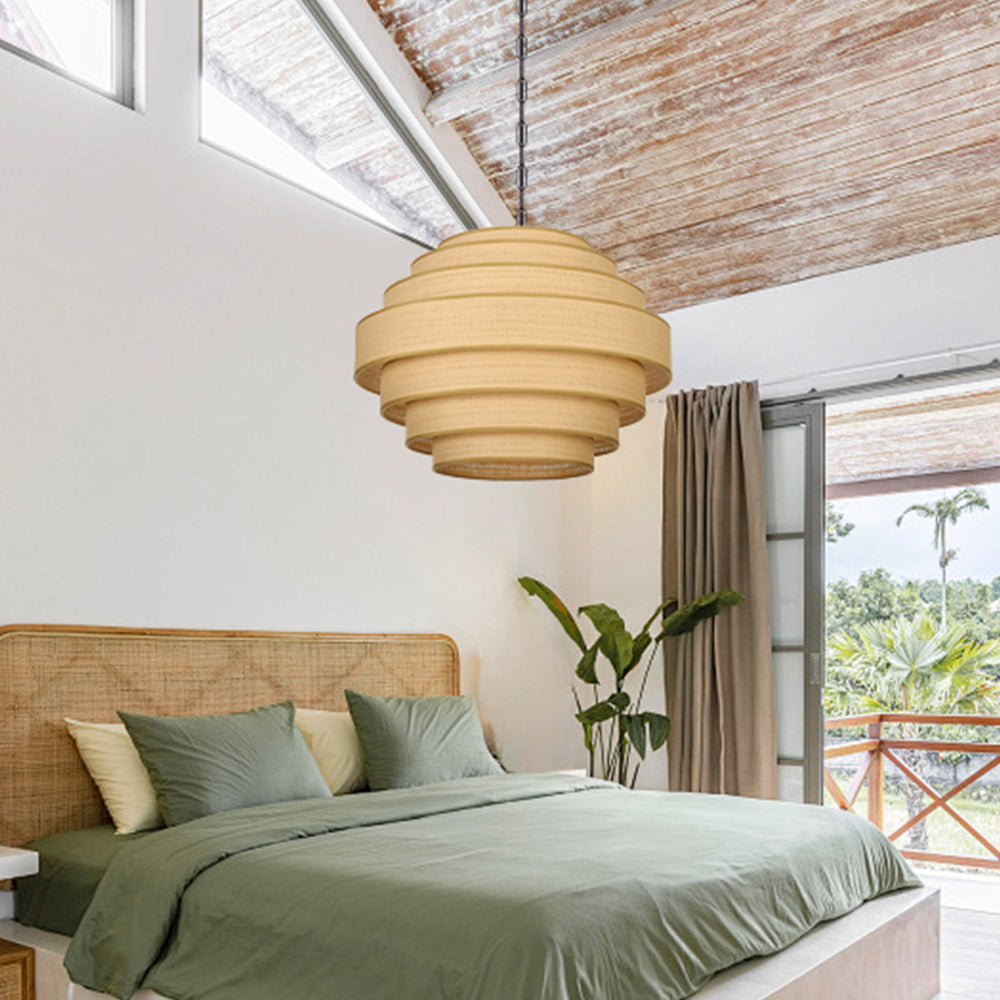 Wabi-Sabi Designer Fabric Pendant Lamp Luxury Lobby Chandelier
