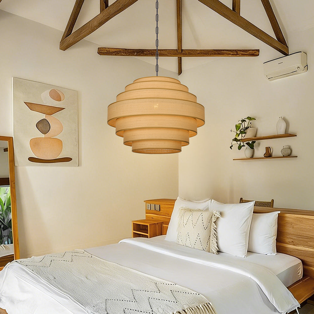 Wabi-Sabi Designer Fabric Pendant Lamp Luxury Lobby Chandelier