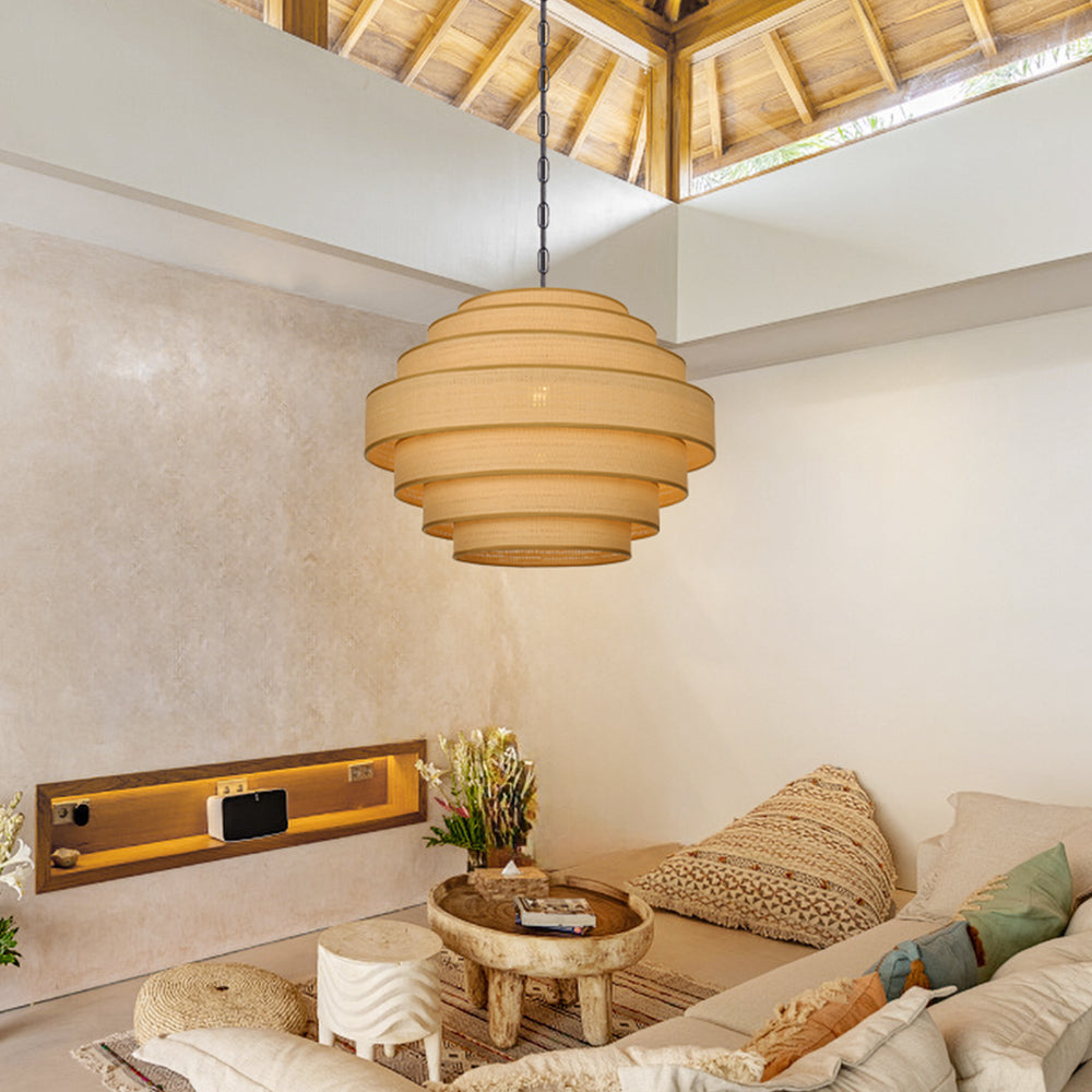 Wabi-Sabi Designer Fabric Pendant Lamp Luxury Lobby Chandelier