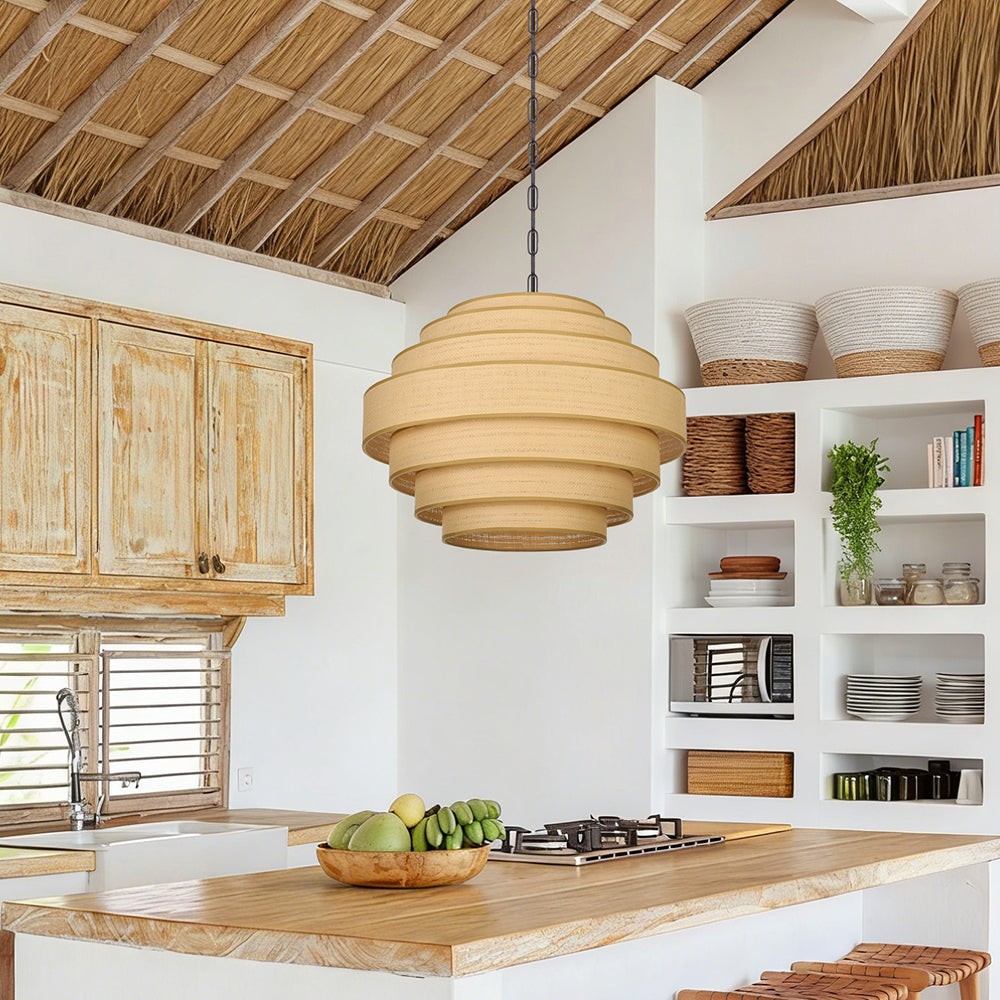 Wabi-Sabi Designer Fabric Pendant Lamp Luxury Lobby Chandelier
