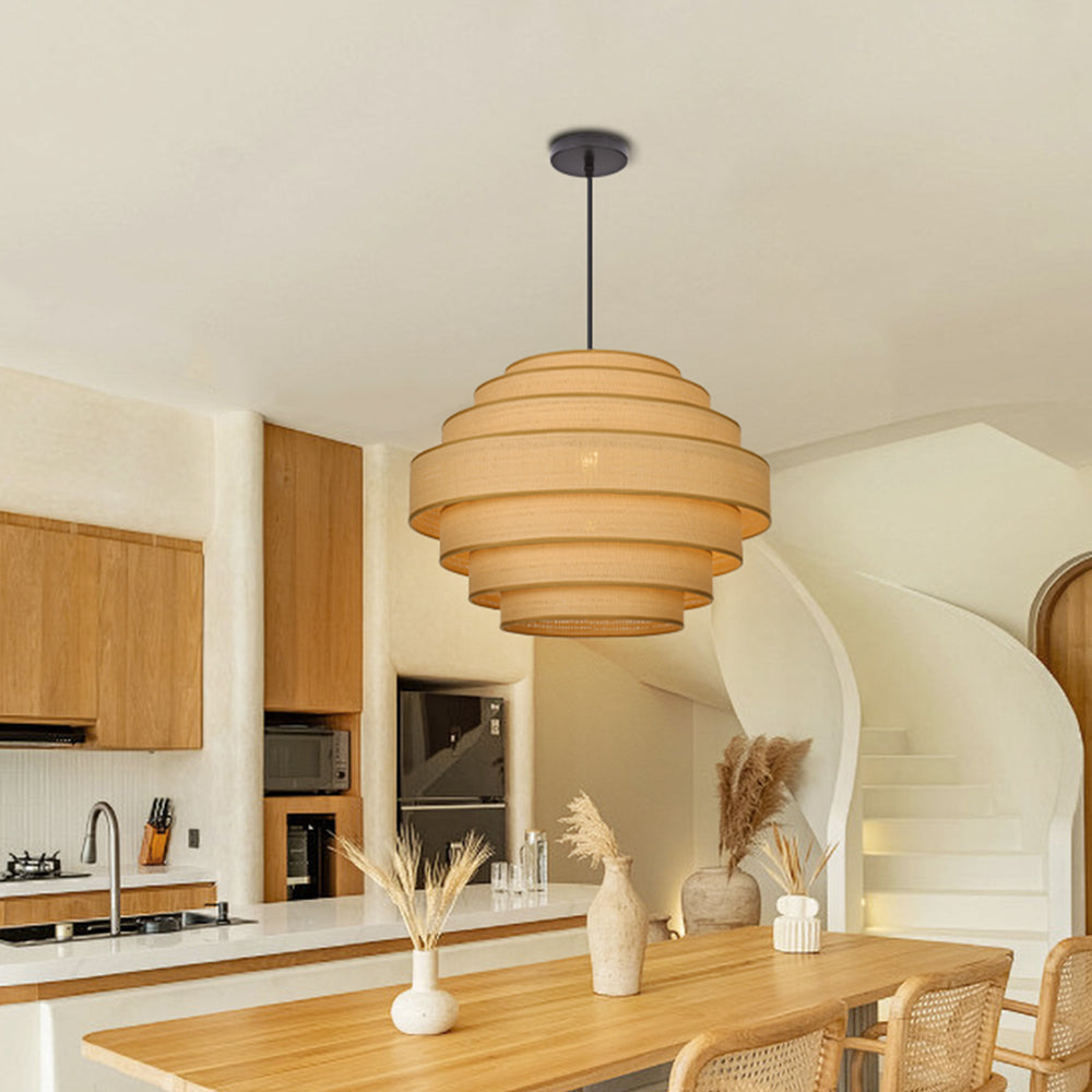 Wabi-Sabi Designer Fabric Pendant Lamp Luxury Lobby Chandelier