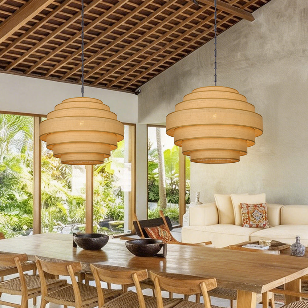 Wabi-Sabi Designer Fabric Pendant Lamp Luxury Lobby Chandelier