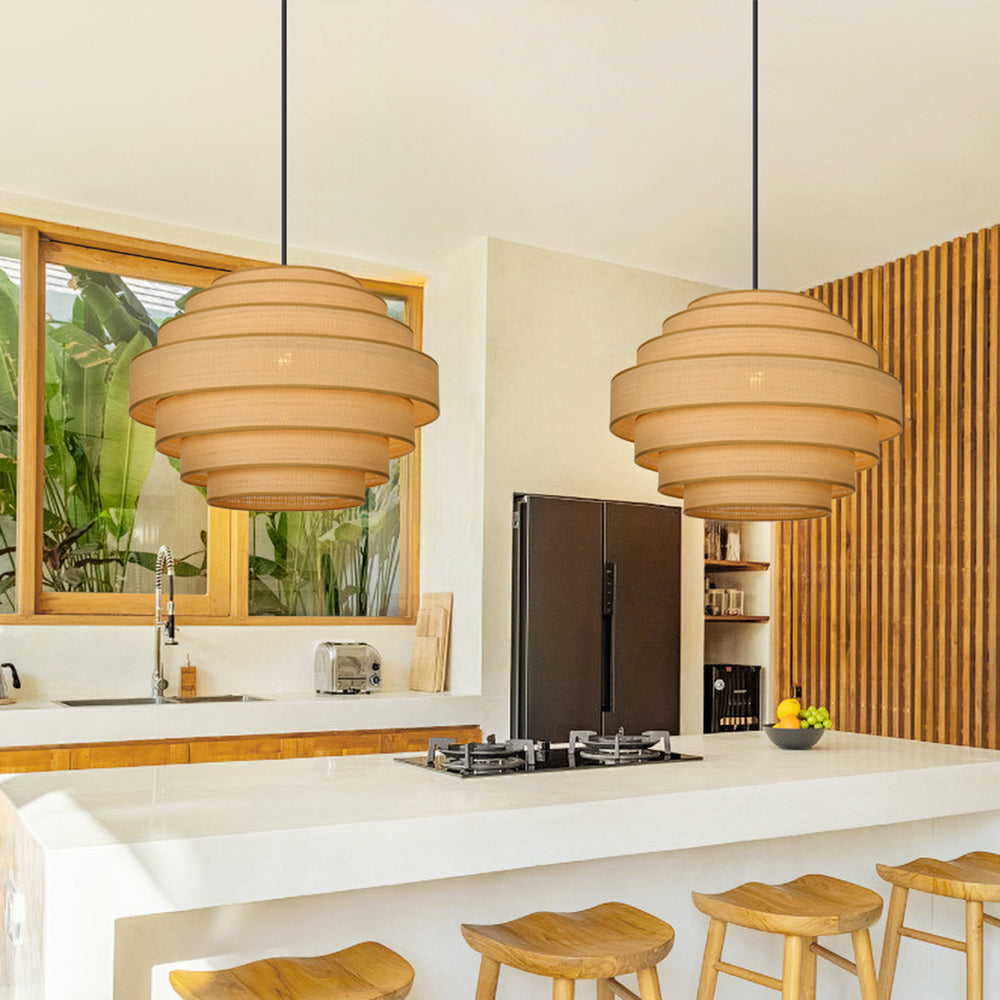 Wabi-Sabi Designer Fabric Pendant Lamp Luxury Lobby Chandelier