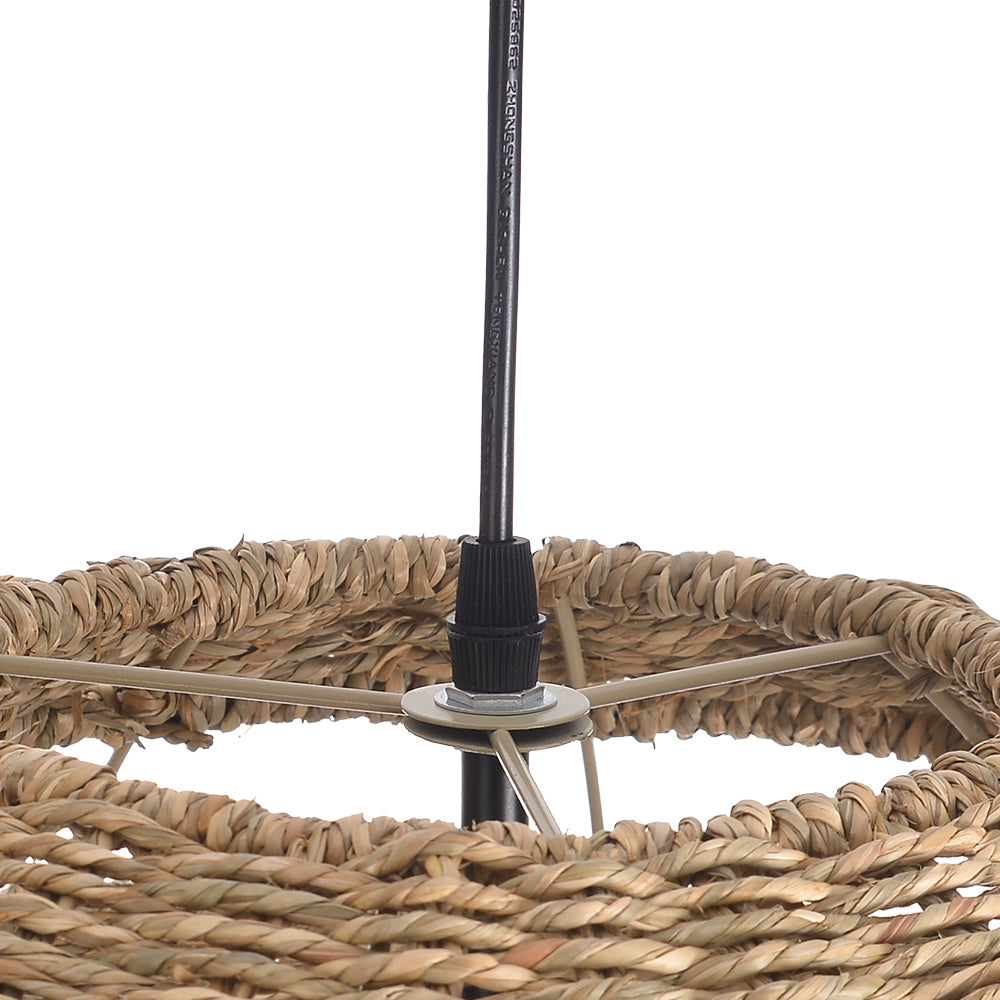 Wabi-Sabi Seagrass Pendant Light 3-Light Handwoven Wicker Chandelier