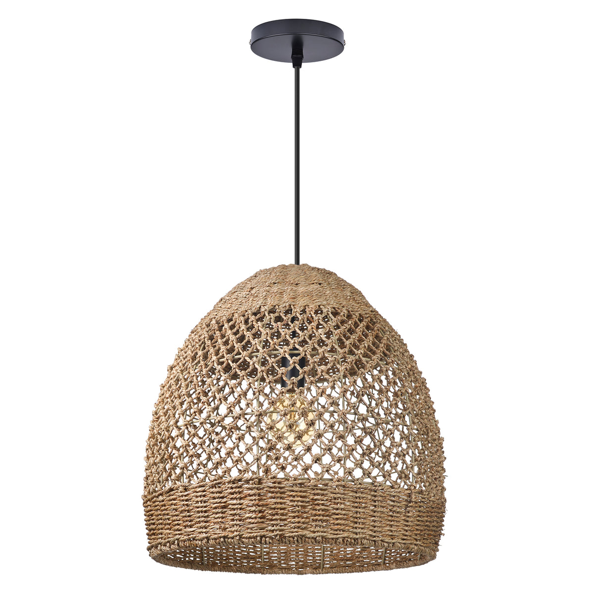 Wabi-sabi Seagrass Pendant Rattan Hanging Light For Kitchen