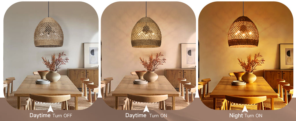 Wabi-sabi Seagrass Pendant Rattan Hanging Light For Kitchen