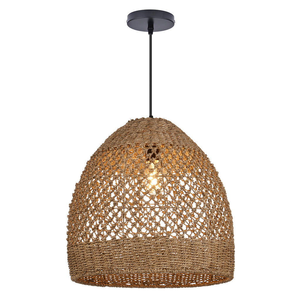 Wabi-sabi Seagrass Pendant Rattan Hanging Light For Kitchen