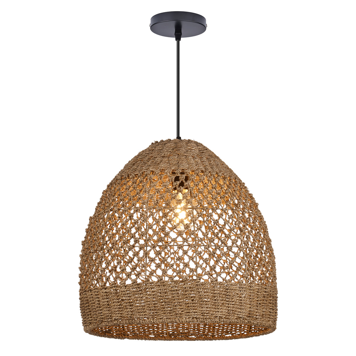 Wabi-sabi Seagrass Pendant Rattan Hanging Light For Kitchen