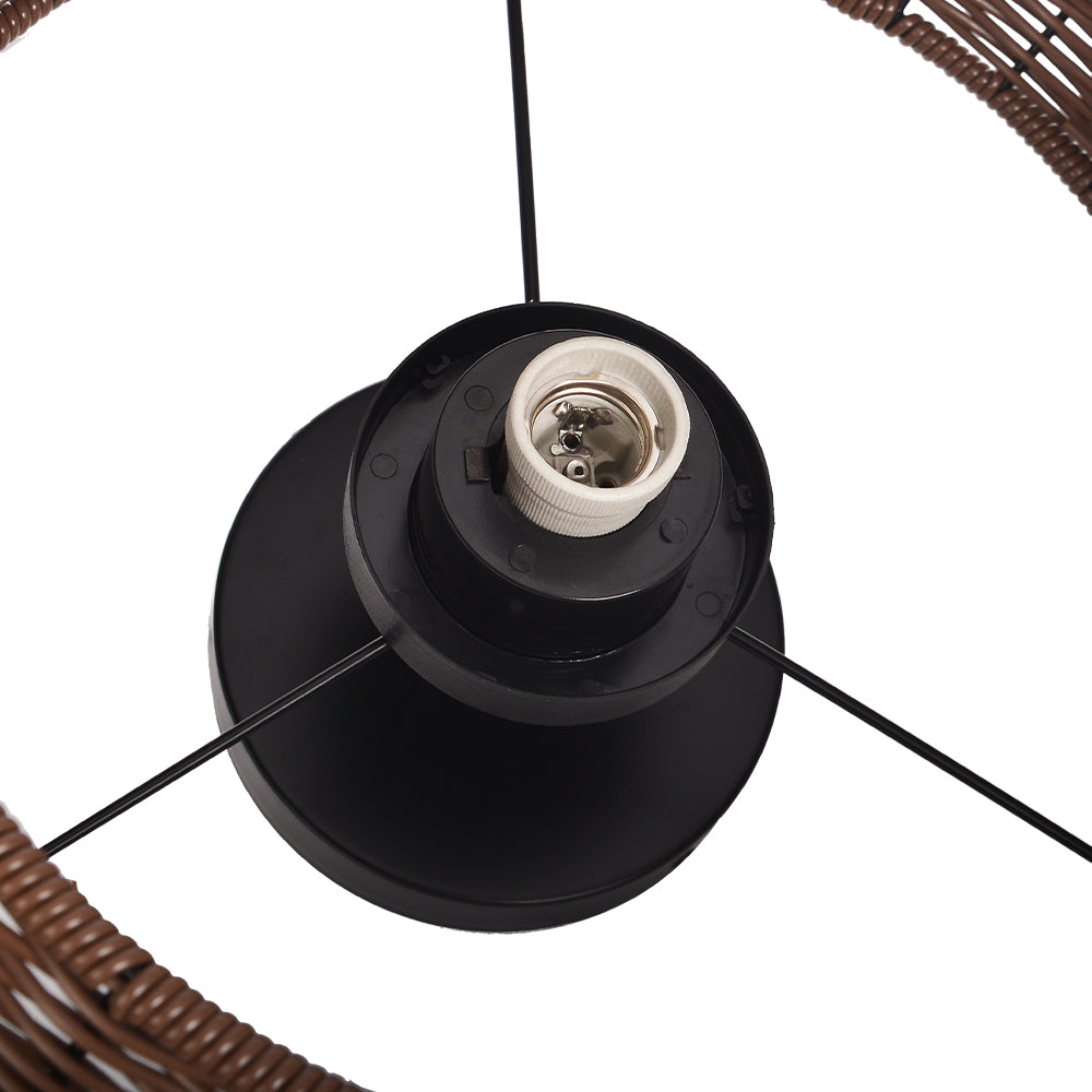 Outdoor Waterproof Rattan Pendant Light Weather-Resistant Porch Fixture