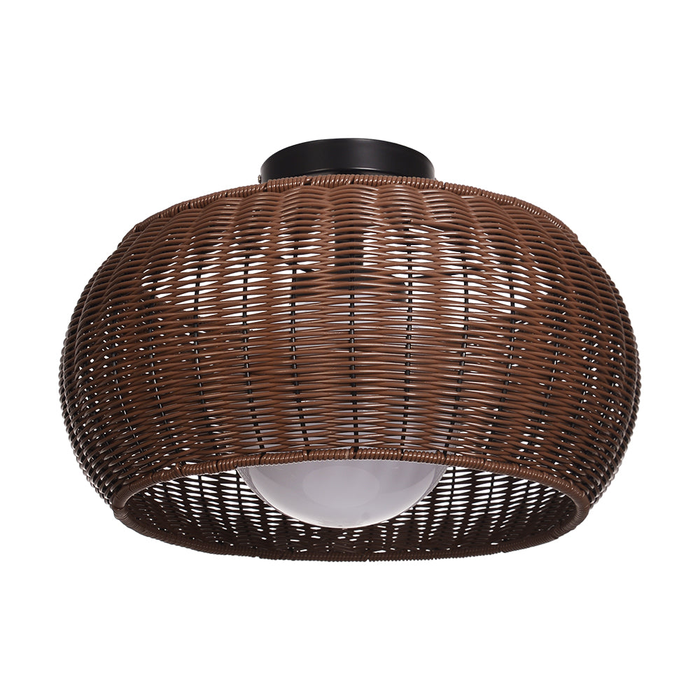 Outdoor Waterproof Rattan Pendant Light Weather-Resistant Porch Fixture