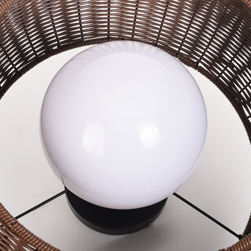 Outdoor Waterproof Rattan Pendant Light Weather-Resistant Porch Fixture