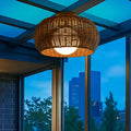 Outdoor Waterproof Rattan Pendant Light Weather-Resistant Porch Fixture