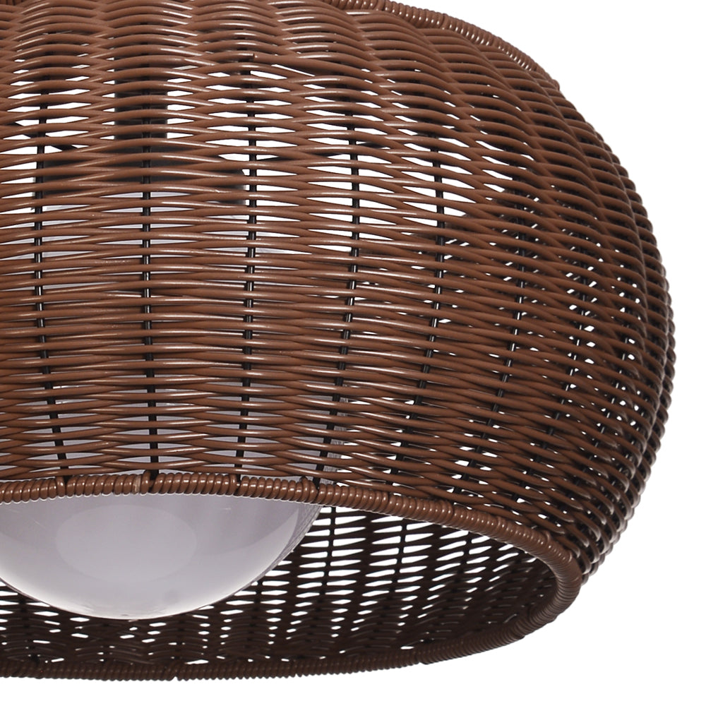 Outdoor Waterproof Rattan Pendant Light Weather-Resistant Porch Fixture