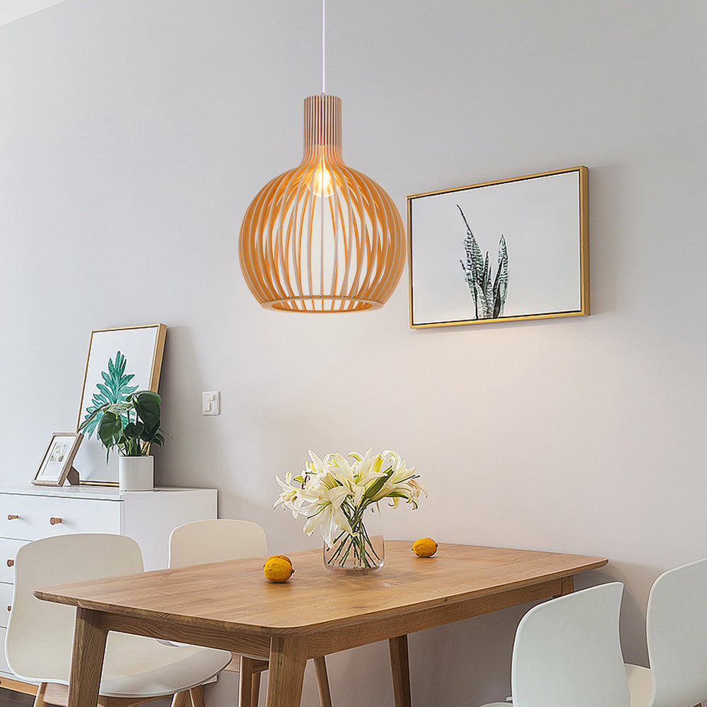 Wooden Pendant Light Fixture Nordic Creative Birdcage Chandelier