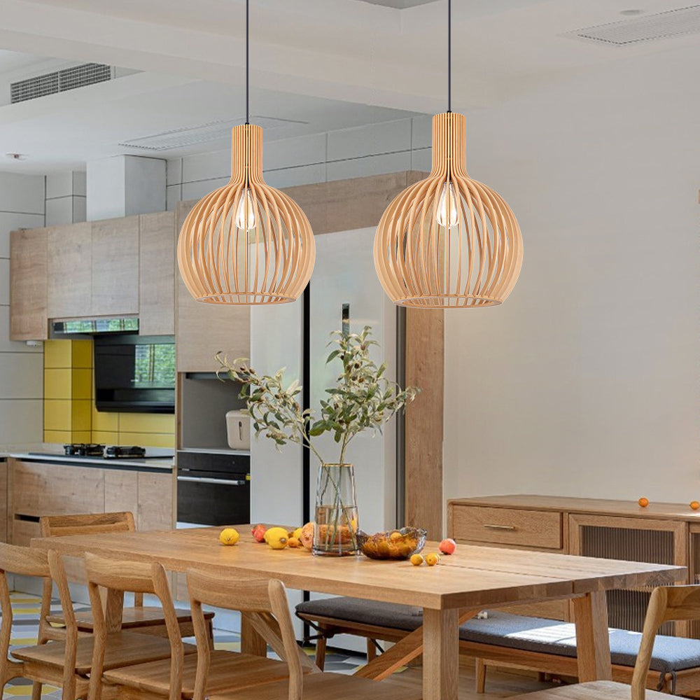 Wooden Pendant Light Fixture Nordic Creative Birdcage Chandelier
