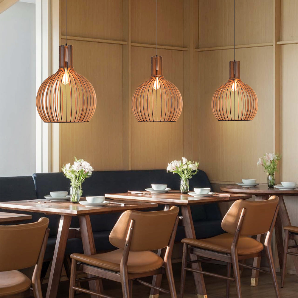 Wooden Pendant Light Fixture Nordic Creative Birdcage Chandelier