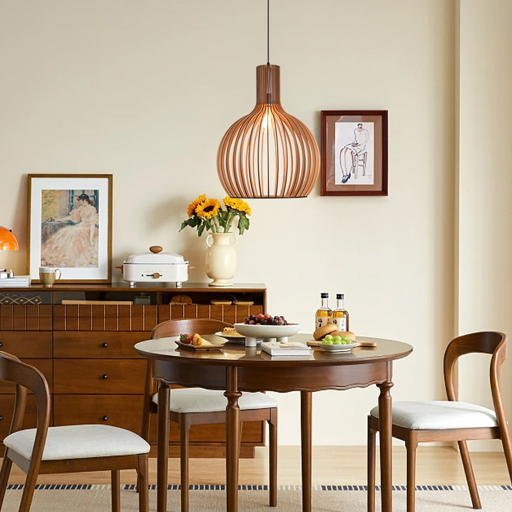 Wooden Pendant Light Fixture Nordic Creative Birdcage Chandelier